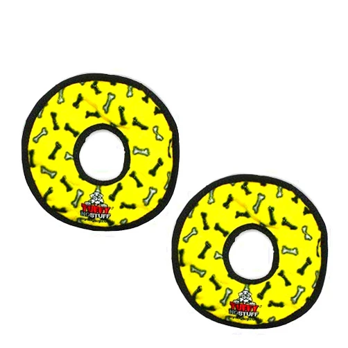 TUFFY - World's Tuffest Soft Dog Toy - NO Stuff Ring - Squeakers - Multiple Layers. Made Durable, Strong & Tough. Interactive Play (Tug, Toss & Fetch). Machine Washable & Floats (Yellow Bone 2 Rack)