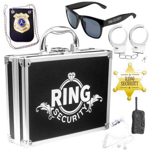 ForFine Ring Security Wedding Ring Bearer Gifts Box Case Briefcase Include Police Officer Badge, Sunglass, Badge, Spy Earpiece, Intercom, Handcuffs