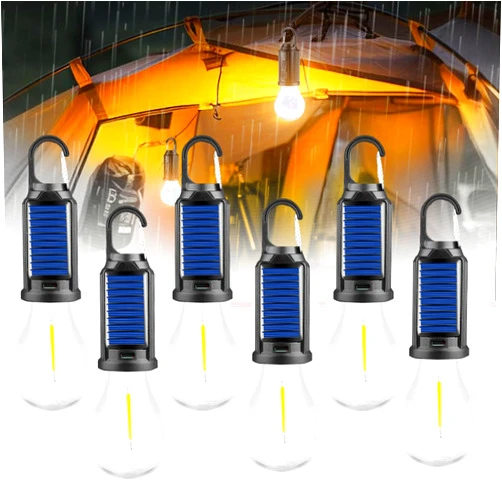 Pocketman Solar Camp Tent Lights, Rechargeable Hooked Light 3 Light Modes Portable Solar Camping Lantern for Hiking, Party, Camping, Fishing Emergency