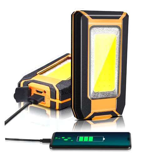 Favorlite 2 Pack 40W 1600LM LED Work Light, Rechargeable Portable LED Magnetic Flood Lights for Outdoor Camping Hiking Emergency Car Repairing and Waterproof Job Site Lighting (2 Pack)