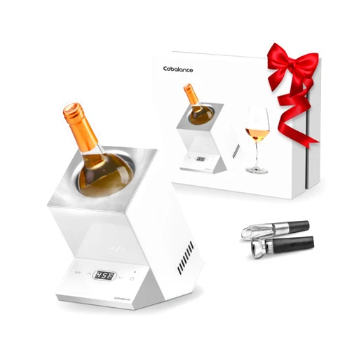 Cobalance Wine Chiller Electric,Cobalance Wine Bottle Chiller Cooler with Aerator Pourer for 750ml Wine or Some Champagne, Single Iceless Wine Cooler for Parties,Bar Club Accessories, Built-In or Freestanding