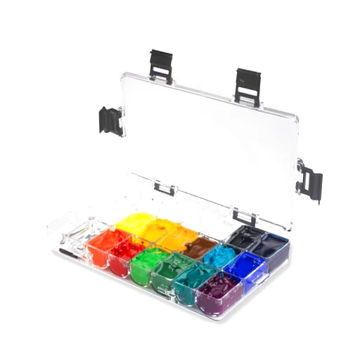 Falling in Art Airtight Paint Palette, 24-Well Storage Palette Box with Thumb Grip, Leakproof Travel Palette Case for Watercolor, Acrylic Paints, Gouache and Oil Painting