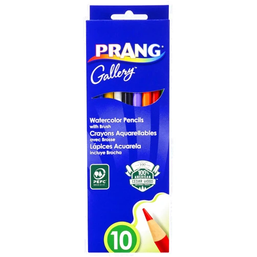 Prang Watercolor Colored Pencils, Includes Brush, Assorted Colors, 10 Count (23650)