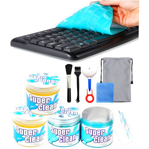 Adhjito Cleaning Gels with 6 Cleaning Kit, Car Interior Cleaner Putty for Keyboard Cleaner, PC Tablet Laptop Keyboard, Car Vents, Printers, Calculator（4 Pack）