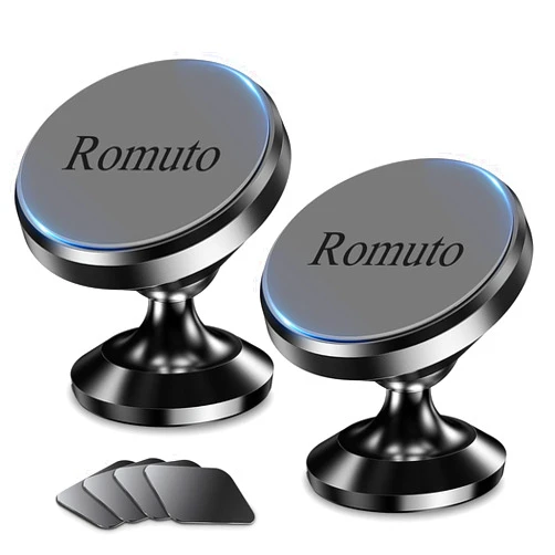 Romuto 【 2-Pack 】 Magnetic Phone Holder for Car Dashboard【Strong Magnet】iPhone Magnetic Phone Mount for Car Phone Holder 【4 Metal Plate】Cell Phone Holders for Your Car Mount for iPhone 16 Pro Max 15 14 13 12