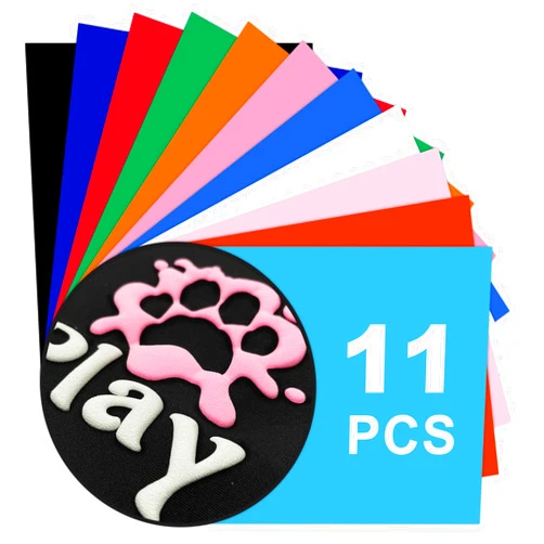 SCZENQI Puff Vinyl Heat Transfer, 11 Sheets, 12 x 10inches, 3D Foaming Puff Colorful HTV Iron on Vinyl for T-Shirts DIY Compatible with Cricut or Silhoutte Cameo by SCENQI