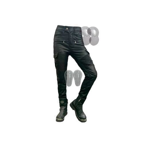 YXYECEIPENO-Motorcycle pants Leather Waterproof Motorcycle Pants Women's Dirt Bike Pants Can Tuck Boots Cycling Gear for All Weather Riding (Color : Black, Size : Medium)