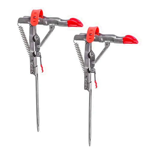 Lixada Automatic Spring Fishing Rod Holder -2 Pack, Stainless Steel Folding Rod Holder Fishing Pole Mount Bracket Ground Stand