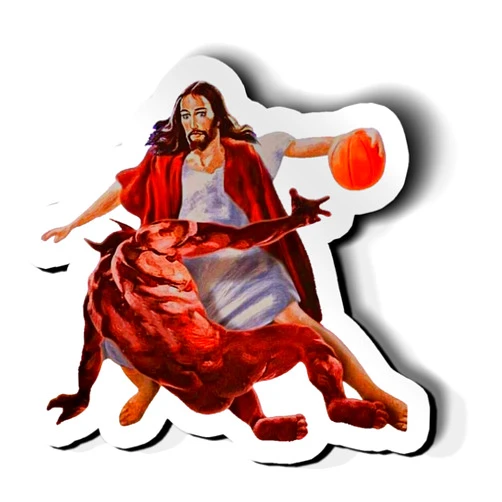 Imakestickerz.com Funny Jesus Basketball Meme Vinyl Sticker Decal 3-Pack