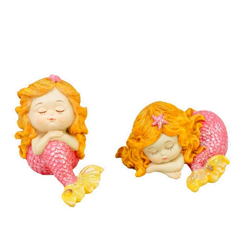 SEAKINGDOM YHH 4-inch Set of Two. The Sea Baby Mermaid Sleeping Figurine Tailed Mermaid Baby Sculpture，Mini Dreaming Mermaid Princess Statue Figurine Ornament