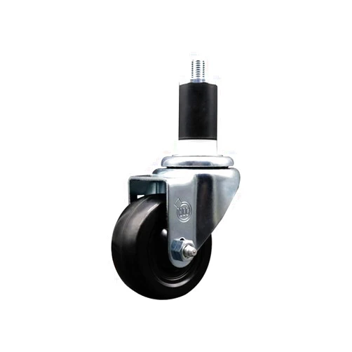 Service Caster Stainless Steel Hard Rubber Swivel Expanding Stem Caster w/3