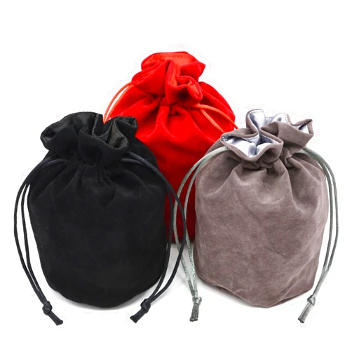 IvyFieldDice Red/Grey/Black Drawstring Dice Bag - Dungeons and Dragons Fabric/Standing Cotton Fabric Dice bag/D&D Dice Pouch/Small Pouch/Also can be used as a Velvet Jewelry Bag(3 Colors for One Set)