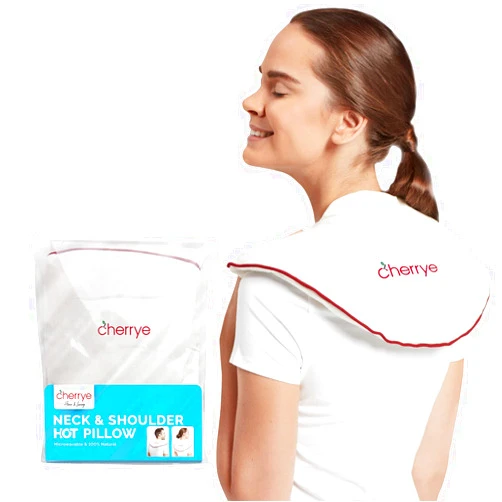 Cherrye Shoulder Neck Pillow Filled with Rye - Microwavable - Heat Pack Pillow for Neck, Muscles, Warm Compress Pain and Stress Relief, Breathable, Moist Heat Therapy