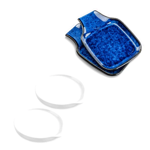 vancasso Spoon Rest for Kitchen, 7 Inch Blue Set and 5 Inch White Set Ceramic Spoon Holder for Stove Top, Dishwasher Safe