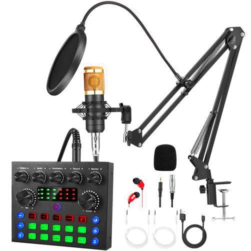 ALPOWL Podcast Equipment Bundle, Audio Interface with All in One Live Sound Card and BM-800 Condenser Microphone, Perfect for Recording, Broadcasting, Live Streaming, YouTube, TikTok (BM800-V8SG)