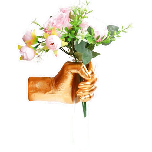PlivBloom Hand Wall Vase, Gold Hand Sculpture for Kinetic Art,Unique Wall Spooky Hands Decor, Hanging Wall Vase for Unique Decoration in Living Rooms, Entrance and Room,Palmistry Hand Statue (Gold)