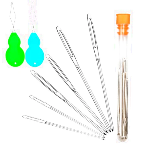 Hekisn Large-Eye Blunt Needles, 6 Piece Pro Quality Stainless Steel Yarn Knitting Needles, Sewing Needles, Crafting Knitting Weaving Stringing Needles (6 Pieces)