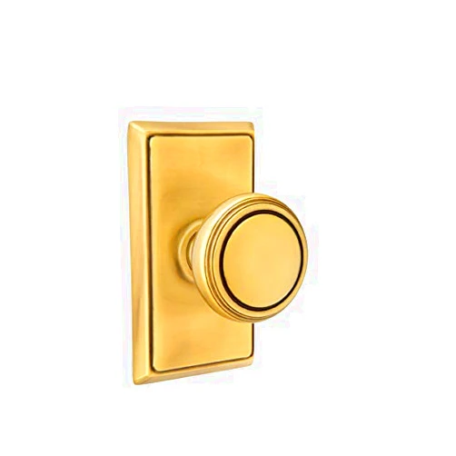 Emtek Privacy Set, Rectangular Rosette, Norwich Knob, French Antique US7