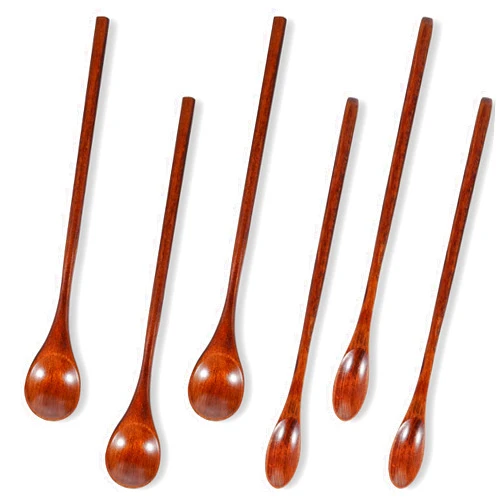 ElevateTech 6Pcs Small Wooden Spoons Cooking Wooden Spoons Seasoning Honey Tea Coffee Spoon Long Handled Non-Stick Kitchen Utensil Set Suitable Kitchen Celebration Birthdays Gits