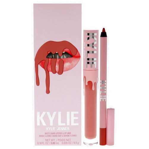 Kylie Cosmetics Matte Lip Kit - 802 Candy for Women - 2 Pc 0.10 oz Matte Liquid Lipstick, 0.03 oz Lip Liner