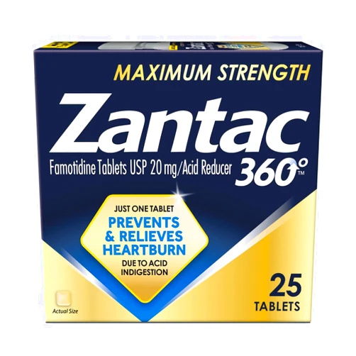 Zantac 360 Maximum Strength Tablets, 25 Count, Heartburn Prevention and Relief, 20 mg Tablets