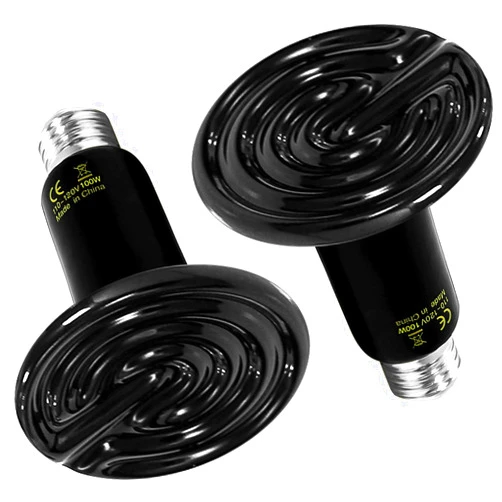 Simple Deluxe 100W 2-Pack Ceramic Heat Emitter Reptile Heat Lamp Bulb No Light Emitting Brooder Coop Heater for Amphibian Pet & Incubating Chicken