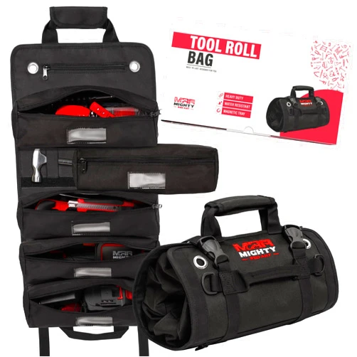 Mighty Red Ant Tool Roll - Tool Roll Bag | Roll Up Tool Bag | Tool Bag Organizer | Tool Roll Up Bag W/5 Large Pouches | Tool Bags for Men | Rolling Tool Bag | Gifts for Dad | Heavy Duty Tool Bag by Mighty Red Ant