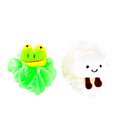 RAMFIYN 2 Pack Fun Bubble Bath Kid Loofahs, Cute Animal Loofah Bath Sponge, Shower Puffs Body Scrubber, Fun Bath Sponges - Frog and Sheep