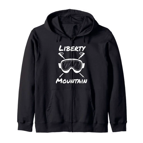 Mamaknows Liberty Mountain Liberty Mountain Pennsylvania Ski Skiing Skier Goggles Poles Zip Hoodie