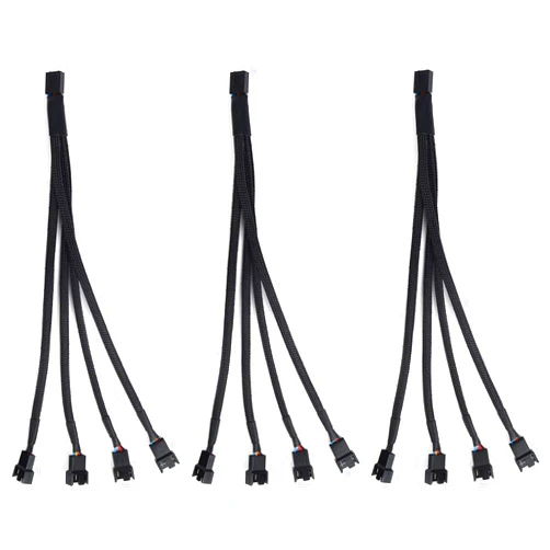 Aypzuke 3 Pack Computer PC PWM Fan Splitter Cable 1 to 4 (4 Pin+3 Pin)