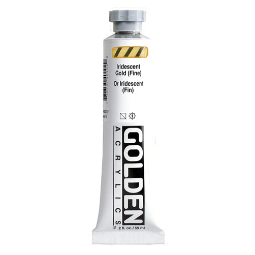 Golden Artist Colors Heavy Body Acrylics by GOLDEN, Iridescent Gold (Fine), 2 fl. oz. Tube, Professional Acrylic Paint, Semi-Transparent