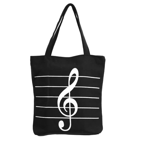 Apol Music Notes Handbag Canvas Tote Bag Reusable Grocery Bag Shoulder Shopping Bag for Women Girls Gift