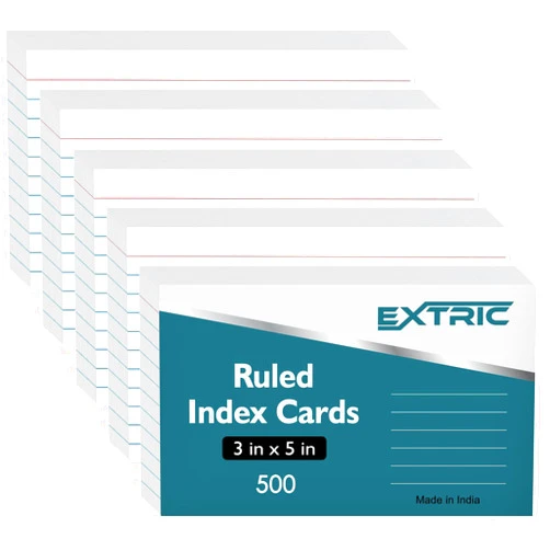 EXTRIC Index Cards 3X5, Ruled Index Cards 500 Pack - Flash Cards for Studying, Note Cards for Office and School Supplies