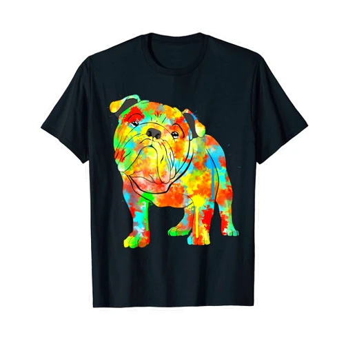 English Bulldog Gifts For Owner Mom Breed Dog Splash Art T-Shirt