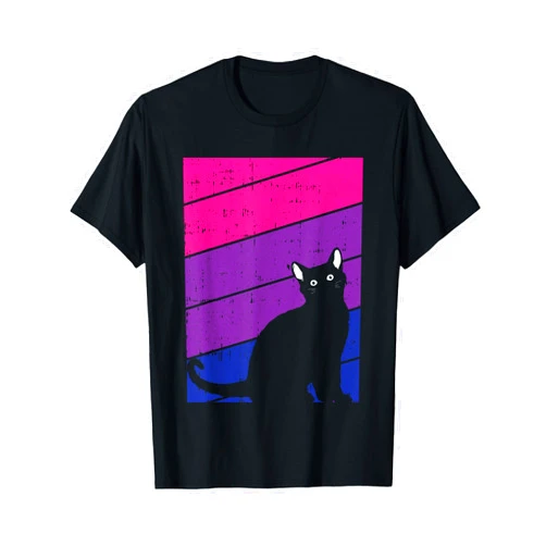 Bi-sexual Shirts Gift Bi Pride Proud LGBT-Q Ally Black Cat Bi-sexual Pride Kitten Lover LGBT-Q Proud Ally Bi T-Shirt for Men Women Kids