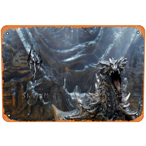 PIMPANT Skyrim Desktop DragonSkyrim Wallpapers elder scrolls v skyrim 1920 1080 Retro Metal Sign for Garden Club Outdoor Indoor Home Wall Decorative 8x12 inch