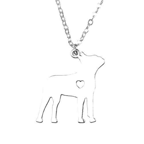 Art Attack Stainless Steel I Love My Boston Terrier Chain Necklace, Forever In My Heart Pet Lover Puppy Dog Mom Memorial Rescue Charm Pendant (Silver)