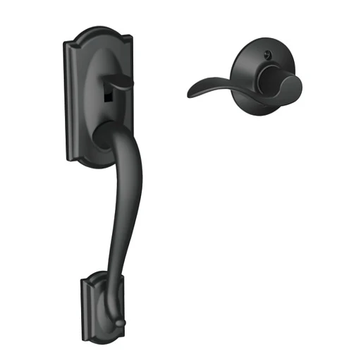 SCHLAGE FE285 CAM 622 Acc LH Camelot Trim Lower Half Front Entry Handleset with Accent Left Hand Lever, Matte Black