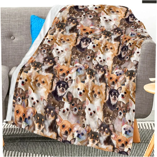 Cowcute Chihuahua Lovers Dog Gifts, Cute Chihuahua Prints Fleece Blanket, Gift for Chihuahua Mom Dog Owner, Chihuahua Puppy Throw Blankets for Adult Kids, Fuzzy Dog Blanket for Couch Bed Sofa Quilt
