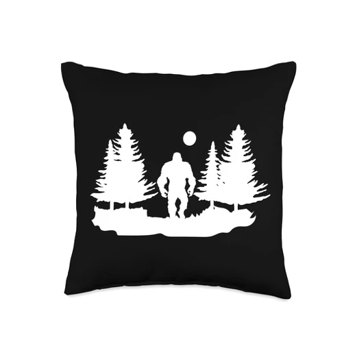 Forest Retreat & Nature Healing meet Shinrin Yoku Forest Bathing Nature Wellness with Bigfoot Shinrin Yoku Throw Pillow, 16x16, Multicolor
