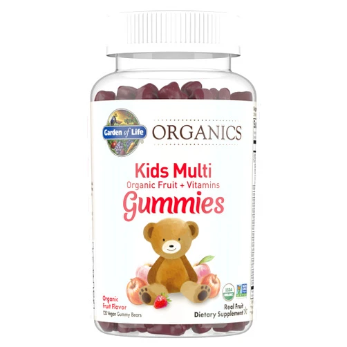 Garden of Life Organics Kids Gummy Vitamins - Fruit - Certified Organic, Non-GMO & Vegan Complete Children's Multi - B12, C & D3 - Gluten, Soy & Dairy Free, 120 Real Fruit Chew Gummies