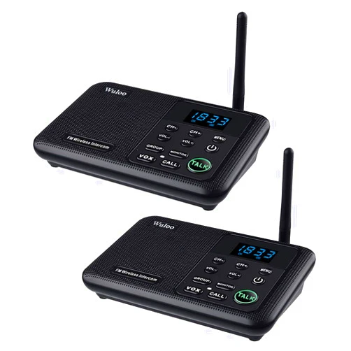 Wuloo Intercoms Wireless for Home 1 Mile Range 22 Channel 100 Digital Code Display Screen, Wireless Intercom System for Home House Business Office, Room to Room Intercom Communication(2Stations,Black)
