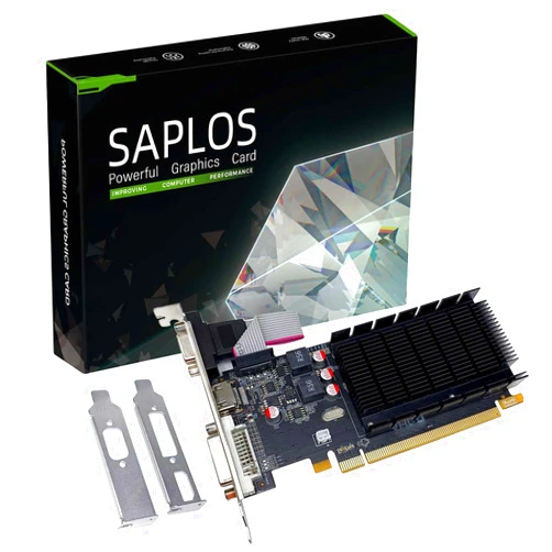 SAPLOS Radeon HD 5450 Low Profile Graphics Card, 2GB GDDR3 64-bit, HDMI DVI-I VGA, PCI Express x16, DirectX 11, Video Card for PC, Computer GPU, 2 Monitors Support