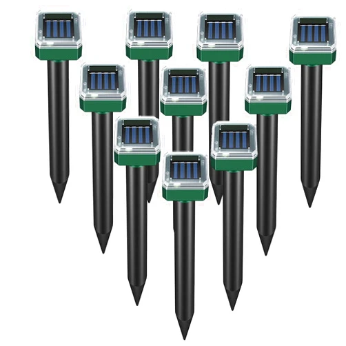 Wyewye Mole Repellent 10 Pack Solar Powered Ultrasonic Snake Repellent Sonic Mole Deterrent Pest Control Rodent Repeller Chaser Gopher Vole Trap Outdoor Gopher Ultrasonic for Lawn Garden Repeller