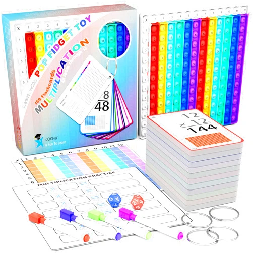COOva Multiplication Flash Cards + Multiplication Chart - Math Manipulatives Multiplication Fact Cards - Mutiplication Game Flashcards - Times Table Multiplication Flash Cards 3rd Grade, 4th, 5th, 6th Grade