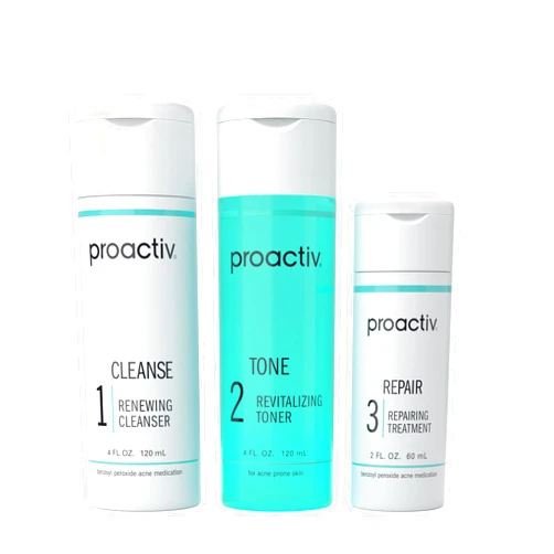Proactiv 3 Step Acne Treatment - Benzoyl Peroxide Face Wash, Repairing Acne Spot Treatment for Face And Body, Exfoliating Toner - 60 Day Complete Acne Skin Care Kit