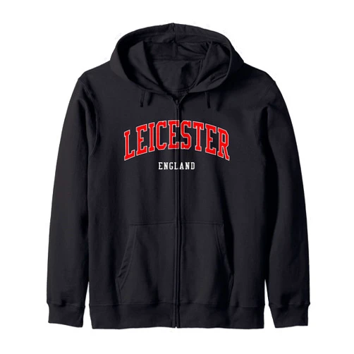 Leicester England UK T-Shirts & Sweatshirts Leicester England College University Style Zip Hoodie