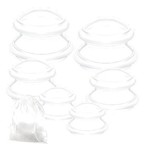 TrelaCo 6 Pcs Cupping Therapy Set Silicone Cupping Therapy, 3 Sizes Cupping Therapy Studio and Household Silicone Cupping Set, Chinese Massage Cups for Cellulite Joint Pain Muscle Pain(Clear)