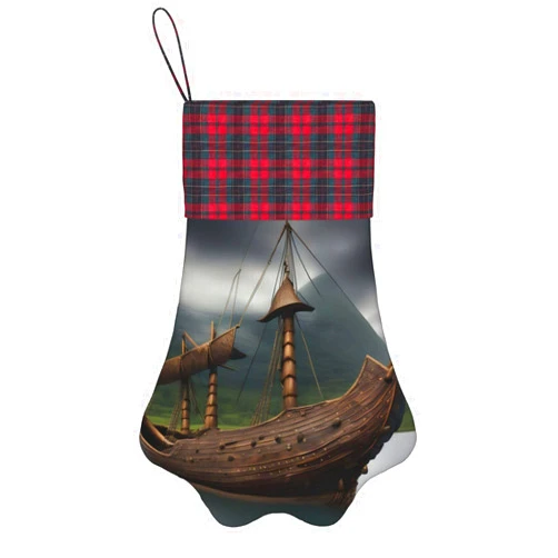 HJLUUFT Vikings Boat Print Family Christmas Stockings Pet Paw Decor Socks for Christmas Perfect for Family & Pets