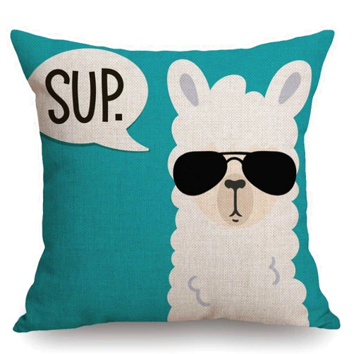 Swono Funny Llama Decorative Throw Pillow Cover Case,Sup Llama Cotton Linen Outdoor Pillow Cases Square Standard Cushion Covers for Sofa Couch Bed Car 18x18 inch
